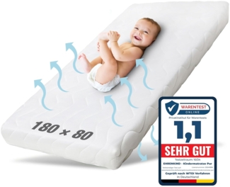 Ehrenkind® Kindermatratze Pur | Baby Matratze 80x180 | Babymatratze 80x180 aus hochwertigem Schaum und Hygienebezug