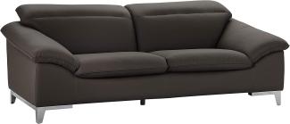 Mivano Ledercouch Teresa, Modernes 2-Sitzer-Sofa mit verstellbaren Kopfstützen, 218 x 84 x 109, Kunstleder Braun