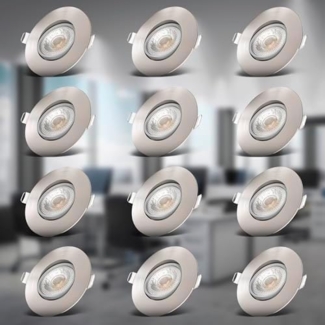 B.K.Licht LED Einbaustrahler SET Einbauleuchten 90mm dimmbar 230V ultra-flach schwenkbar, Ohne Dimmfunktion, LED fest integriert, 3000K - Warmweiß, 6x dimmbare Einbauspots Decke schwenkbar Wohnzimmer Büro - BKL1285