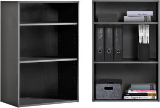 mokebo® Bücherregal Schwarz, Grau BZW. Anthrazit aus Holz 'Der Bücherwurm', Schuhregal, Holzregal, Standregal fürs Wohnzimmer, Büro, Kinderzimmer, Regal klein für die Wand, viel Stauraum, 60cm Breite