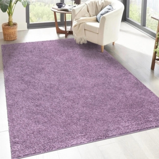 carpet city Shaggy Hochflor Teppich - 160x230 cm - Lila - Langflor Wohnzimmerteppich - Einfarbig Uni Modern - Flauschig-Weiche Teppiche Schlafzimmer Deko