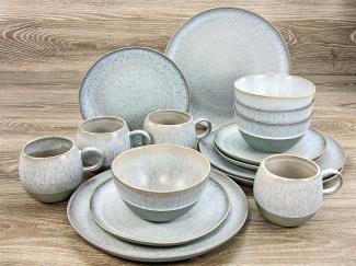 CreaTable 20760 Kombiservice Loft Stone für 4 Personen, Steinzeug, grau (1 Set, 16-teilig)