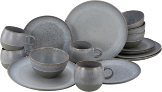 CreaTable 20760 Kombiservice Loft Stone für 4 Personen, Steinzeug, grau (1 Set, 16-teilig)