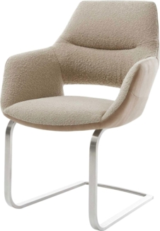 Freischwinger Yago-Flex mit Armlehnen Materialmix Schlamm Freischwinger flach Edelstahl Taschenfederkern