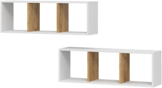 Vicco Bücherregal Tomy, Weiß/Goldkraft Eiche, 90x30 cm 2er Set