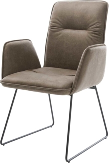 Esszimmerstuhl Vinja-Flex Mikrofaser Taupe Vintage Kufengestell Schwarz