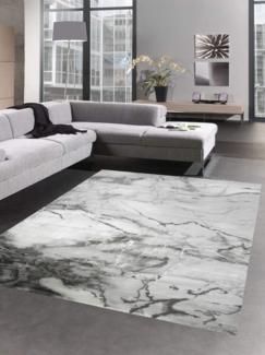 Carpetia Teppich Teppich Marmor Muster mit Glanzfasern grau silber, rechteckig, Höhe: 12 mm