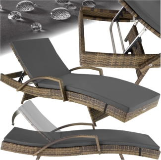tectake Gartenliege Rattan Sonnenliege, 1, 1 St, 1tlg, mit Aluminiumgestell