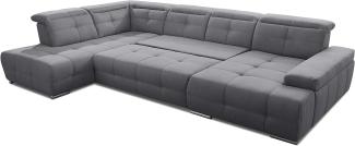 Cavadore Wohnlandschaft Mistrel mit Bettfunktion / Schlafsofa mit leichter Fleckentfernung dank Soft Clean / Geeignet für Haushalte mit Kindern, Haustieren /343 x 77 x 228 / grau