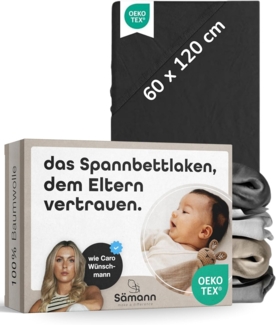Sämann Spannbetttuch Spannbettlaken 60x120 cm Jersey schwarz