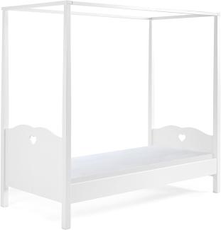 Himmelbett >AMORI< in Weiß aus Massiv Kiefer und MDF - 211,3x187,3x96cm (BxHxT)