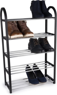 alpina Schuhregal - 5-Schicht-Schuchschrank - Schuhaufbewahrung - 50 x 20 x 77 cm - Platz fr 10-15 Paar Schuhe - Einfach zu Montieren - Schwarz/Silber
