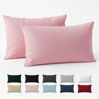 Dreamzie Kissenbezug 50x70 Renforcé Baumwolle (2er-Set) - Rosa - Dicht gewebt mit 57 Fäden/cm² - Kissenbezug 70x50 cm - Oeko Tex Zertifiziert
