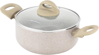 FLORINA Aluminiumtopf ISLA 2,4L I 20 cm I Aluminium Kochtopf mit Antihaftbeschichtung | Schnelles und gleichmäßiges Erhitzen | Soft-Touch-Griffe | Ästhetisches Design, Grau