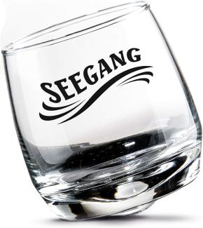 GILDE 2tlg. Set, Wackelglas, "Seegang", Schriftzug, Glas, klar, , H. 8,5 cm, D. 7,5 cm 46758