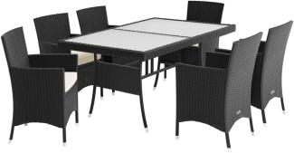 Casaria Gartengarnitur Poly Rattan Polyattan mit Auflage schwarz