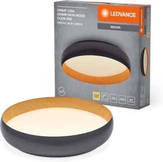 LEDVANCE Orbis Livia 520 mm 36 W 830 Click DIM Grau und Holzdekor