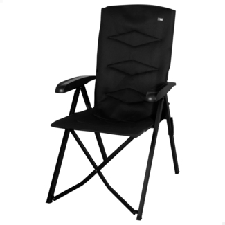 AKTIVE Gepolsterter Klappstuhl, Schwarz, 49 x 76 x 109 cm, 5 Positionen, Tragkraft 110 kg, Rutschfeste Stopper, Aluminiumrahmen, Polyestergewebe, Klappstühle, Inkl. Tragetasche (63058)