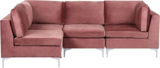 Ecksofa EVJA Samtstoff Rosa Rechtsseitig