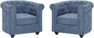 Vente-unique - 2er-Set Sessel - Stoff - Blau - CHESTERFIELD