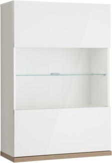 Composad | Hängeschrank der Linie Mundi mit 1 Tür, Wandschrank, Wohnzimmer, Hängeschrank, (BxHxT) 70 x 102,70 x 29,20 cm, Farbe Eiche Honig und Weiß lackiert, Made in Italy