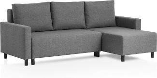 Traumnacht Schlafsofa Avallon, Ecksofa in L-Form mit Schlaffunktion und Stauraum in der Ottomane, produziert nach deutschem Qualitätsstandard, grau, 136 x 224 x 80 cm