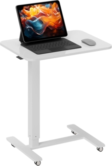 HOMCOM Schreibtisch Laptoptisch Stehpult (Höhenverstellbar Steh-Sitz C-förmig Beistelltisch, 1-St, Tisch mit Rollen), für Arbeitszimmer Wohnzimmer, Weiß