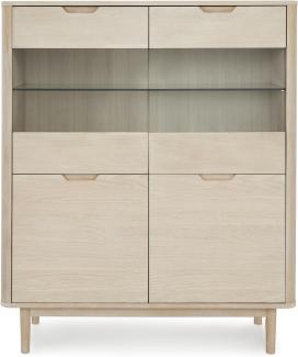 Nyborg Highboard mit LED-Beleuchtung - 123 cm breit - Eiche Weiß geöltes