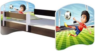 ACMA Kinderbett Jugendbett mit Einer Schublade und Matratze Wenge mit Rausfallschutz Lattenrost II 140x70 160x80 180x80 (13 Fußballer, 180x80)