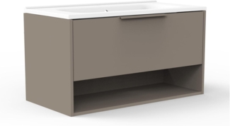 Fackelmann B.PARIS Badmöbel Set 2-teilig 90 cm breit, Grau, Gussmarmor