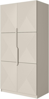 Lomadox Kleiderschrank ADARE-141 100 cm breit, 2 Türen, kaschmir mit gerillter Front