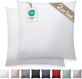 Blumtal Kissenbezüge Premium Mako Satin Kissenbezug, superweich aus 100% Baumwolle, (2 Stück), OEKO-TEX zertifiziert – Glanzoptik & farblich passender Reißverschluss
