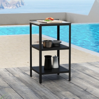 Outdoor Standregal Bolognano 92x50x50 cm Schwarz/Silber [casa. pro]