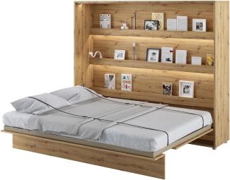 MEBLINI Schrankbett Bed Concept - BC-14 - 160x200cm Horizontal - Artisan Eiche - Wandbett mit Lattenrost - Klappbett mit Schrank - Wandklappbett - Murphy Bed - Bettschrank