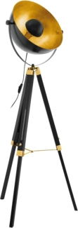 Eglo 49618 Stehleuchte Vintage COVALEDA E27 1X40W H:164cm Ø55cm Holz, Stahl schwarz, messing, gold mit Kabelschalter