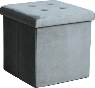 Faltbarer Sitzhocker Fußhocker Hocker Aufbewahrungsbox Sitzwürfel Box Dunkelgrau