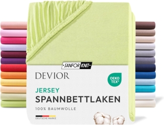 Devior Spannbettlaken für Topper bis 10cm Höhe, aus 100% atmungsaktiver Baumwolle 135 g/m², Jersey, Gummizug: Rundumgummizug, Bettlaken für Topper und dünne Matratzen - extra weniger Stoff
