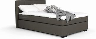 Mivano Beast Boxbett, Komfortables Bett mit Durchgehender Matratze (H3) und Topper, Flachgewebe Jam Dunkelgrau, Liegefläche 120x200 cm