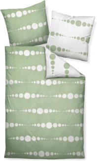 Janine J.D. Mako-Satin Bettwäsche 155x220 Punkte Wende weiß grün 87091-06