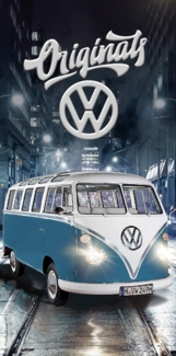 BERONAGE Strandtücher VW Volkswagen Bulli 087 blau Badetuch 75x150, 100% Baumwolle (1-St), Frottee in Velours-Qualität