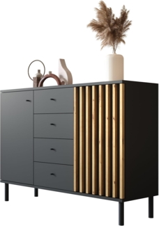 Newroom Sideboard Ebono, Anthrazit Sideboard Modern Wandpaneel Vintage Highboard Anrichte