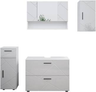 Vicco Badmöbelset Irma Weiß Hochglanz modern 80 cm 30 cm Badezimmerschrank Badschrank Badezimmermöbel Waschtischunterschrank Spiegelschrank Midischrank Hängeschrank Schranktür Schrankschublade