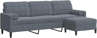 3-Sitzer-Sofa mit Hocker Dunkelgrau 210 cm Samt 3278278