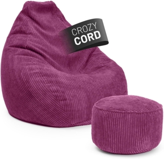 Lumaland Relax Set Cord – Sitzsack Giant + Pouf | Besser als Sofa, Sessel & Co. | XXL Bean Bag + Sitzpouf Hocker mit Füllung (EPS Perlen) für Indoor | Bodensofa für Wohnzimmer, Schlafzimmer & Gaming