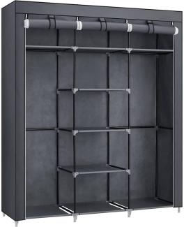 Songmics 'RYG12G' Stoffschrank mit 2 Kleiderstangen, grau,175 x 150 x 45 cm