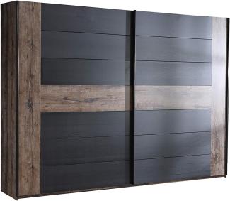 FORTE Bellevue Kleiderschrank, Holzwerkstoff, Braun/Schwarz, 269,9 x 209,7 x 61,2 cm