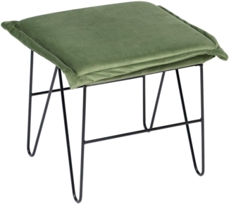 DRW Hocker aus Samt und Metall in Hellgrün und Schwarz