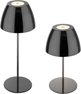 BRILONER - LED Tischlampe kabellos IP44 mit Touch, stufenlos dimmbar, Akku & Lichtquelle tauschbar, Nachttischlampe, Wohnzimmer, LED Lampe, Akku Tischleuchte, Outdoor, 13,5x36 cm (DxH), Schwarz-Chrom