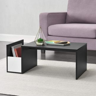 Couchtisch Bollnäs 90x45x35 cm mit Ablagefach Schwarz en. casa