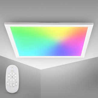 B.K.Licht Deckenleuchte LED Panel Farbtemperatur stufenlos einstellbar 450x450x42mm - BKL1370, LED fest integriert, Farbwechsler, 450x450x42mm 7 Farben Ultra Flache Deckenleuchte Dimmbar Fernbedienung